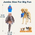 24” No Stuffing Duck Dog Toy – Large Durable Plush Bird with 2 Squeakers & Crinkle Sound, Tough Chew Toy for Medium & Large Dogs, Interactive Fetch & Tug Toy for Aggressive Chewers