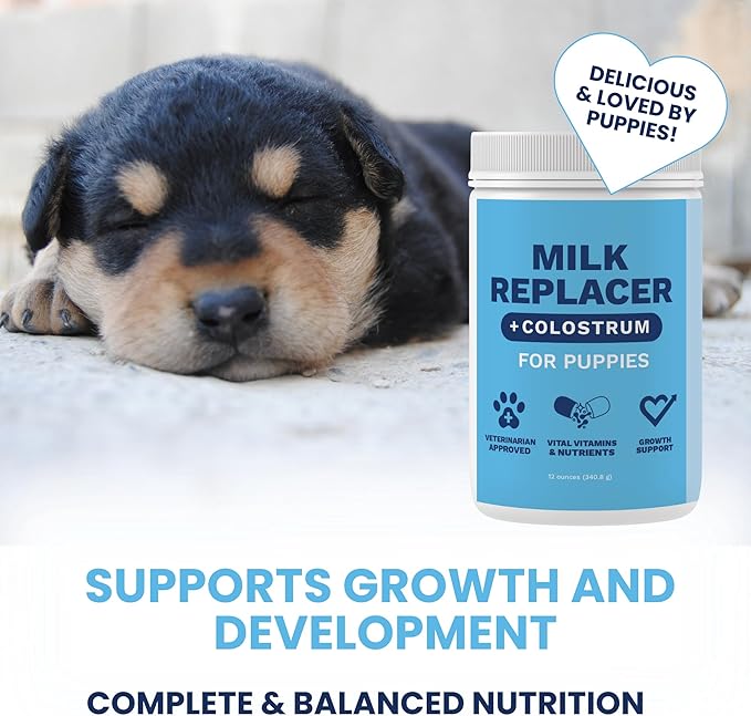 Under the Weather Puppy Milk Replacer Powder + Colostrum | Puppy Milk Replacement Formula | Nutrient-Rich Formula with Colostrum for Immune & Digestive Support – 12 oz