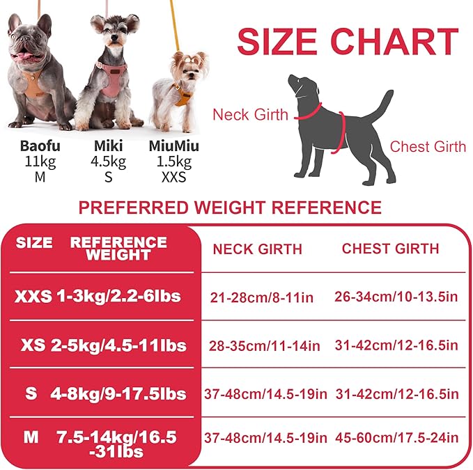 Puppytie No Pull xs Dog Harness with Multifunction Dog Leash,Soft Adjustable No Choke Escape Proof Pet Harness Vest,Suede Bow red,XXS
