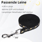 PUPTECK Adjustable Cat Harness and Leash Set Escape Proof Kitten Strap Collar for Walking Travel, Moon&Star