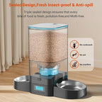 HoneyGuaridan 5L Automatic Cat Feeder for Two Cats, Cat Food Dispenser with Stainless Steel Bowl,Timed Feeder Programmable 1-6 Meals Control, Dual Power Supply,Desiccant Bag Black