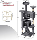 MoNiBloom 60 Inch Cat Tree Tower for Indoor Cats Large Adults, Cat Tower with Scratching Post, Multi-Level Furniture Activity Center with Cat Condo Pet Play House, Smoky Grey