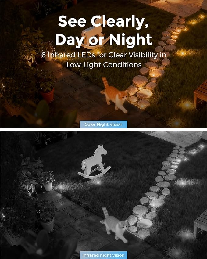 Devo Solar Security Camera Wireless Outdoor 360° PTZ - 2.3K Color Night Vision with AI Human Detection, WiFi 6 Pan/Tilt IP66 Waterproof, 180-Day Battery & Solar Panel, 2-Way Audio, Triple Alert System