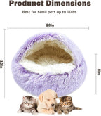 Cat Bed for Indoor Cats, Calming Cozy Cave with Self-Warming Plush, Entire Bed Machine Washable & Anti-Slip Base, Breathable Pet Bed for Small Cats&Dogs All Seasons (Purple, 20 * 20inch)