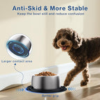 304 Stainless Steel Dog Bowls, Heavy Duty Dog Food Bowl with Extra Strong Non-Slip Mat, Thick Metal Base Water Bowl with Lick Mat for Puppies & Cats, Indoor/Outdoor (8.5 oz)