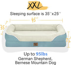 Washable Orthopedic Large Dog Bed - Dog Beds Large Sized Dogs with Removable Cover Waterproof Orthopedic XL Pet Bed with Bolster