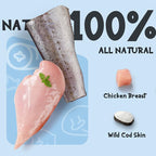 ASMPET Dog Treats Chews, Chicken Wrapped Cod Skin Sticks, Rawhide Free Cod Skin Treats for Dogs, Large, 10.6 oz