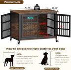 EasyCom 42"/41"/33" Dog Crate Furniture with Name Tag, XL Heavy Duty Dog Kennel Indoor for Large and Medium Dogs, Double-Doors Sturdy Dog Cage for Anxiety Dog, Decorate House as TV Stand
