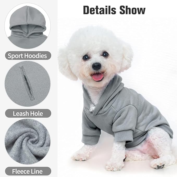 BINGPET Dog Hoodies - Fleece Lined Fall Dog Puppy Sweatshirt Soft Warm Sweater Winter Hooded Clothes for Small Medium Large Dogs & Cats