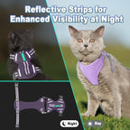 Cat Harness and Leash Set Escape Proof for Kitten Walking, Soft Adjustable Top Handle Vest Harnesses for Cats, Easy Control Breathable Reflective Small Medium Large, Violet Purple, XS