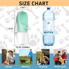 Portable Dog Water Bottle with Bowl, Leak Proof, Convenient for Walking, Hiking, Camping (Green, 12oz)