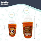 Huxley & Kent Funny Dog Toy w/Squeaker – Fall Power Plush Squeaky Dog Toys for Small, Medium & Large Dogs – Soft Stuffed Animal for Indoor Play & Fetch - Puggin Spice Latte, Small