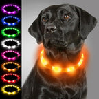 Joytale Light Up Dog Collar, Rechargeable Rainproof LED Collar for Night Walking Safety, Soft Silicone Glow in The Dark, Suitable for Small Medium Large Dogs, Orange