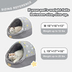 Jiupety Cat Beds for Indoor Cats, Cute Cat Cave Bed and Kitten Bed, Large Cat Cave and Covered Cat Bed with Anti-Slip Bottom, Washable Removable Cushion, M(16"x16"x13"), Gray Star.