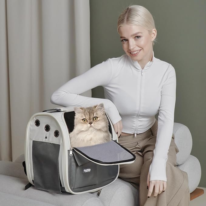 Cat Backpack Carrier – Airline Approved Dog Carrier for Small Dogs, Cats & Pets – Ventilated Backpack Pet Carrier for Travel, Hiking, Vet Trips – Soft Sided Puppy Carrier Bag with Padded Straps