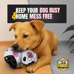 Bite Force -Durable & Strong Dog Toy Cow with Squeaker, Kevlar-Reinforced for Aggressive Chewers for Small Medium Large Dogs - White and Pink.