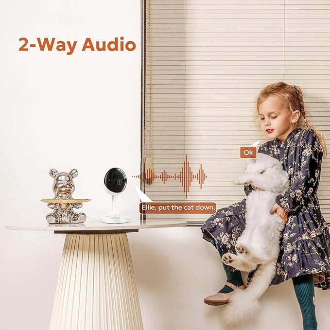 owltron Indoor Security Camera, 2K Cameras for Home Security with Motion Detection, Pet Cam & Baby Monitor with Night Vision, 2.4 GHz WiFi Two-Way Talk, Cloud/SD Storage, Works with Alexa
