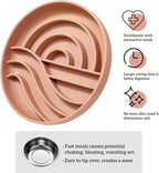 OHMO Slow Feeder Dog Bowls (Sunrise, Coral) Enrichment Toy Soft Silicone Food Safe Feeding Bowl Non Slip Suction Cup for All Breed Pet, Cat Slow Down Eating Dishes, Boredom and Anxiety Reducer
