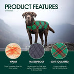 Kuoser Warm Dog Coat, Waterproof Dog Coats for X-Small Dogs, Adjustable Durable Doggie Winter Jacket Reversible Cozy Puppy Cold Weather Apparel from Small to Large Breed, Christmas Green XS