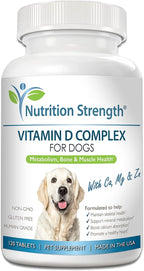 Vitamin D for Dogs with Calcium, Magnesium and Zinc to Support Strong Teeth, Bones and Muscles, Promote Mineral Metabolism and a Healthy Immune Function, 120 Chewable Tablets