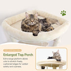 Globlazer Heavy Duty Cat Tree, 74in Sturdy Cat Tower for Large Cats Adult, Big Cat Tree with 5 Sisal Scratching Posts, 2 Padded Condos, 2 Dual-Ear Hanging Baskets, Enlarged Top Perch, S74, Beige