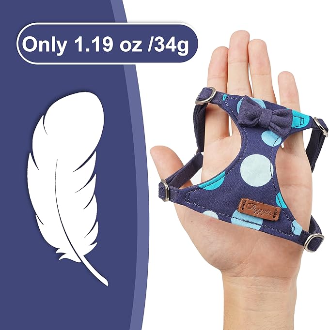 Puppytie No Pull Small Dog Harness with Multifunction Dog Leash,Lightweight Soft Adjustable No Choke Escape Proof Pet Harness Vest Pet Harness Vest,Polka dots Starry Sky,S