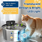 Water Fountains Cats Stainless Steel Dispenser Wireless Pet Fountain Drinking Inside- Automatic 108oz/3.2L 5000mAh Cats Fountain Indoor with Motion Sensor & Filters for Dogs, Multiple Pets