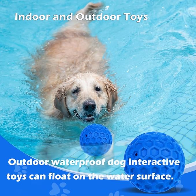 Indestructible Squeaky Dog Ball, Large/Medium Dog Aggressive Chewing,Interactive Dog Toy Relieves Anxiety, Cleans Teeth,Outdoor Waterproof