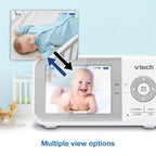 VTech VM923-2 Baby Monitor, 2.8”Screen, 1000ft Range, Pan-Tilt-Zoom, Night Vision, 2-Way Audio, Temperature Sensor, Lullabies, Secured Transmission No WiFi