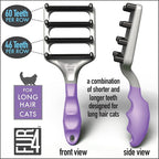 FUR4 deShedding Cat Brush for Long Hair Cats – Pet Hair Brush with 4 Carbon Fiber Edges – deShedding Tool Removes Loose Fur – Gentle & Effective Cat Grooming Brush for Shedding