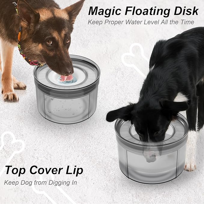 1Gallon No Spill Dog Water Bowl-3.8L Large Capacity, BPA-Free, Anti-Splash & Anti-Digging Design with Non-Slip Base, for Messy Drinkers
