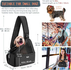 SlowTon Pet Dog Sling Carrier, Hands Free Hard Bottom Papoose Small Animal Puppy Up to 6 lbs Travel Bag Tote Breathable Mesh Support Adjustable Padded Strap Pocket Safety Belt(Widened Black)