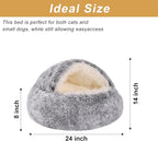 Dog Beds for Small Dogs, Cat Bed Cave, Washable Cute Cat Bed, Cozy Nook Pet Bed for Dogs or Cats, Anti-Slip Puppy Bed Fits up to 22 lbs Pets(Grey, 24" x 24")