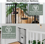 37 Inch Tall Baby Gate with Cat Door, Adjustable 29.55" and -46.06",Auto Close Pet Gate Easy Walk Thru Pet Door for Stairs, Doorway, House, Pressure Mounted Safety Child Gates