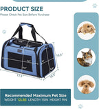 PETSFIT Pet Carrier, Dog Carrier Airline Approved, Collapsible Soft Sided TSA Approved Pet Carrier for Small and Medium Cats, Puppies Up to 12 Lbs, Cat Travel Carrier, Blue