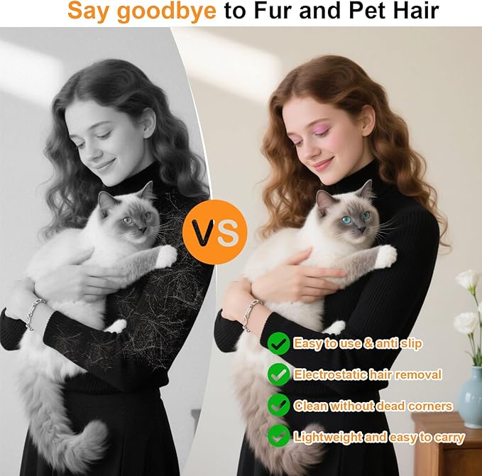 2PCS Upgraded 5-Finger Pet Hair Removal Glove for Cats & Dogs, Reusable Electrostatic Pet Hair Remover Gloves, Efficient Pet Grooming Gloves Brush Tool for Furniture, Clothing, Couch & Carpet