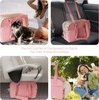 Dog Purse Carrier for Small Dogs, Soft Soft Sided Folding Dog Carriers for Small Dogs Medium Cats Puppies up to 15 Lbs, Washable Breathable Puppy Carrier for Outdoor Travel (Large Pink)