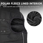 Spark Paws Dog Winter Jacket, Water-Resistant Coat, Warm Reflective Windproof Fleece-Interior, for Medium and Large Dogs - Black - 3XL