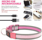 YFbrite Full Adjustbale LED Dog Collar, Full Illuminated Light up Dog Collars, Reflective Dog Collar Light Glowing in The Dark for All Dogs Safety (Small, Pink-2)