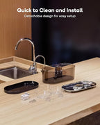 Cat Water Fountain Cordless, 108oz/3.2L Wireless Cat Fountains for Drinking, Pet Water Fountains for Cats Indoor, Automatic Cat Water Dispenser Battery Operated Rechargeable, Stainless Steel Black