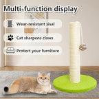 17 Inch Tall Cat Scratching Post Cat Scratcher- Sisal Rope and Carpet Scratching Pole with Hanging Ball Toy for Adult Cats and Kittens (Green)