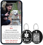 MYLUCKYTAG QR Code ESA Emotional Support Dog ID Tag - Pet Online Profile - Scan QR Receive Instant Pet Location Alert Email