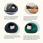 MEOWFIA Cat Cave – Premium Felt Cat Bed for Indoor Cats, Handmade 100% Merino Wool (Dark Shades) (Large, Emerald)