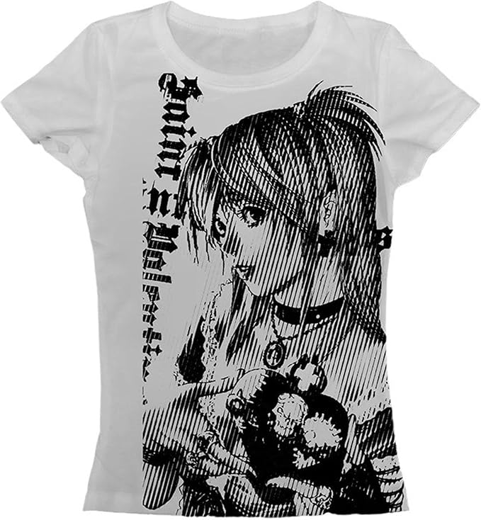 Graphic Tees Y2k Baby Tee Teens 2000s Vintage T Shirts Emo Grunge Printed Summer Crop Tops 2024