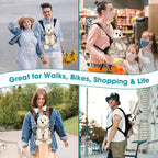 Dog Backpack Carrier, Pet Sling Front Backpack for Small Medium Dogs 10-16 Lbs, Legs Out, Adjustable Wearable Puppy Chest Travel Bag, Thick Straps & Cushion, Easy-Fit for Hiking/Walking/Camping