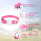 Light Up Dog Collar, Adjustable USB Rechargeable Glow in Dark Dog Collar ，Waterproof Dog Collars for Large Dogs (Pink, Large)