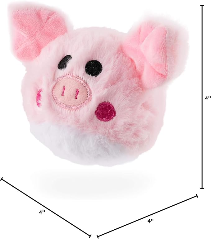 Flourish Pets 2 in 1 Multi-Layer Chew Toy for Active Dogs | Non-Toxic BPA Free Double Stitched Soft Fabric Exterior Dog Toys | Long-Lasting Dog Plush Toys - Pig 3.5"