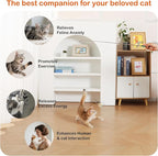 Cat Wand Toy – Retractable Wand with 4 Feather Toy Refills for Indoor Cats Enrichment, Interactive Cat Toy for Bored Adult Cats and High-Energy Kittens (BioBugs Serie)