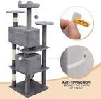 MoNiBloom 60 Inch Cat Tree Tower for Indoor Cats Large Adults, Cat Tower with Scratching Post, Multi-Level Furniture Activity Center with Cat Condo Pet Play House, Smoky Grey