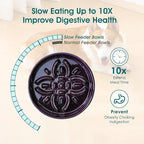 vancasso Ceramic Slow Feeder Dog Bowls, Puzzle Dog Food Bowls with Floral Maze, Anti -Slip Pet Food Dish for Medium Breed, 1.5 Cups, Purple